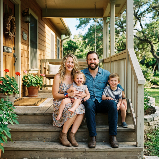Texas family on porch